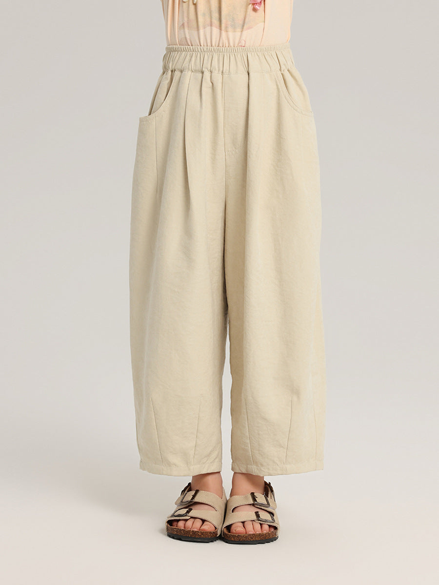 Solid Color Optional Pudding Summer Middle Big Children's Pants