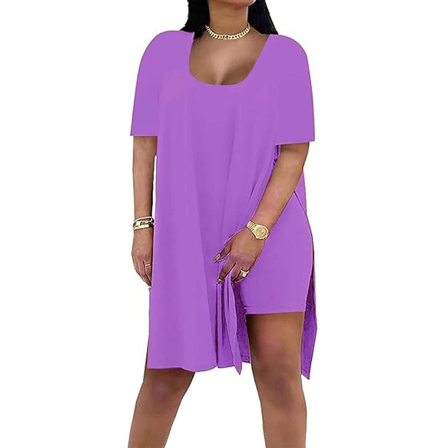 Women's Solid Color Square Collar Sleeve Two-piece Fashion Casual Suit