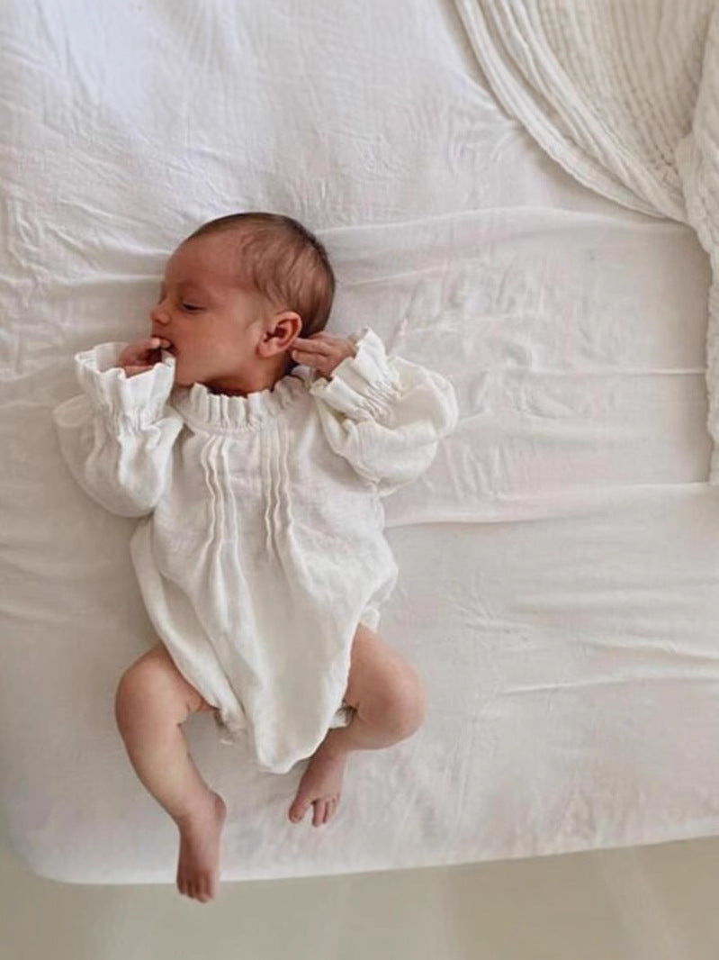 Sleeve Jumpsuit Solid Color Linen Crawling Butt Wrap Clothes Jumpsuit, Climbing Suit