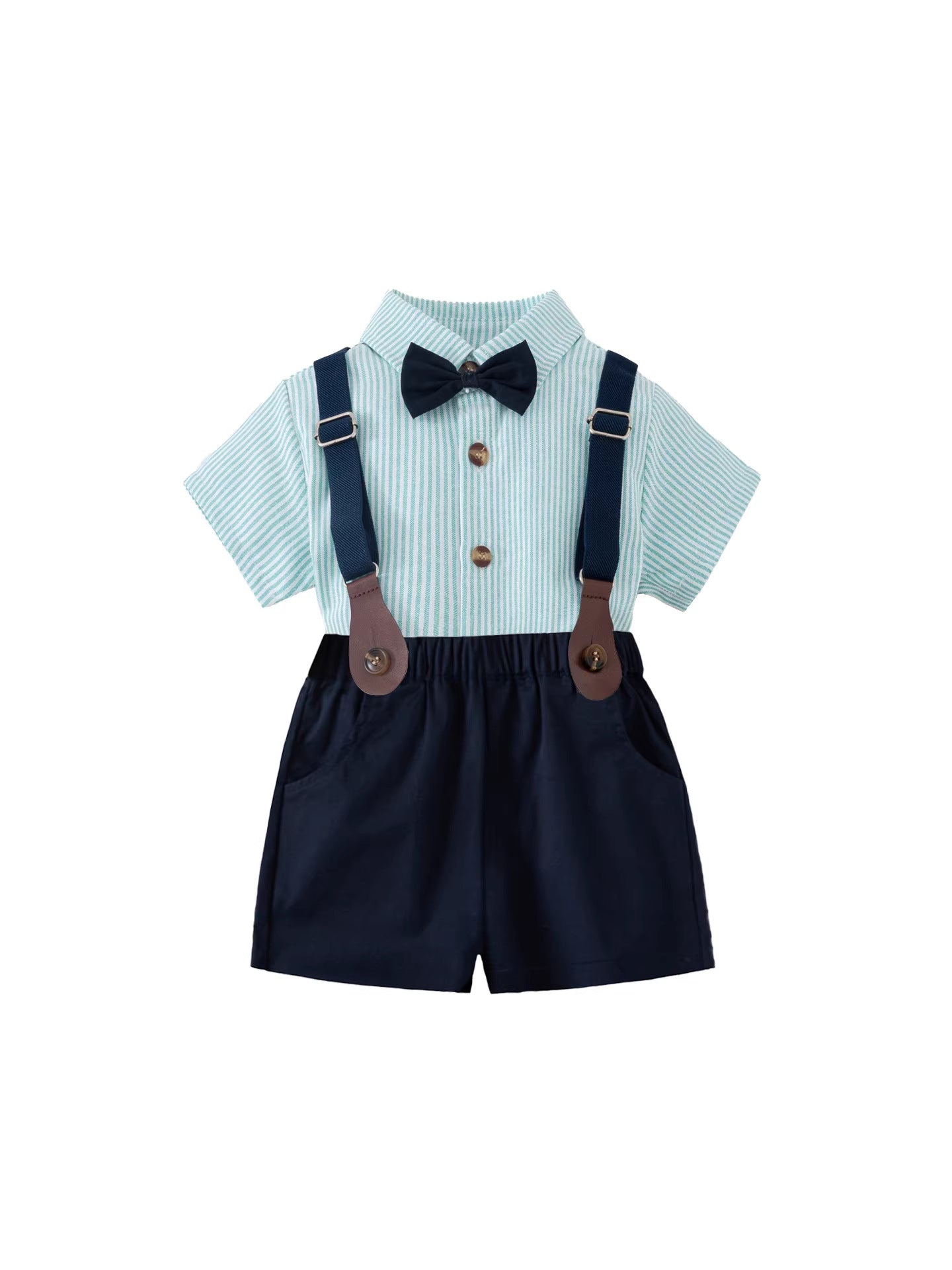 Children's Korean Style Little Master Overalls Dress Short Sleeve Children's Suit