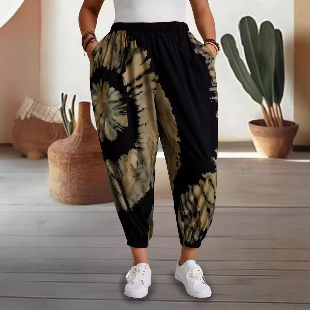 Women's Loose Printed Fashionable Skinny Trousers Casual Pants