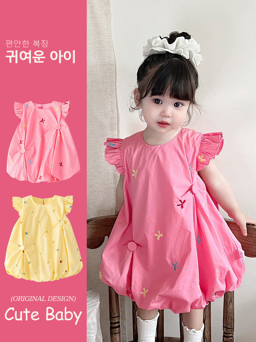 Flounced Sleeve Bud Skirt Style Princess Children's Dress