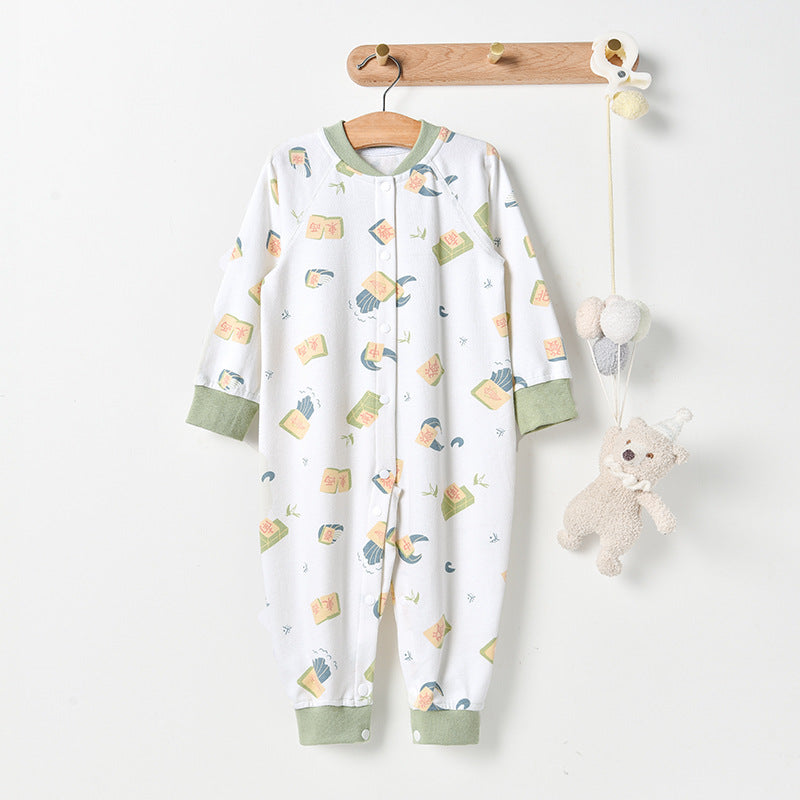 Children's Three Cotton Long-sleeved Jumpsuit Boneless Rompers Pajamas Outdoor Clothing Single Jumpsuit, Climbing Suit