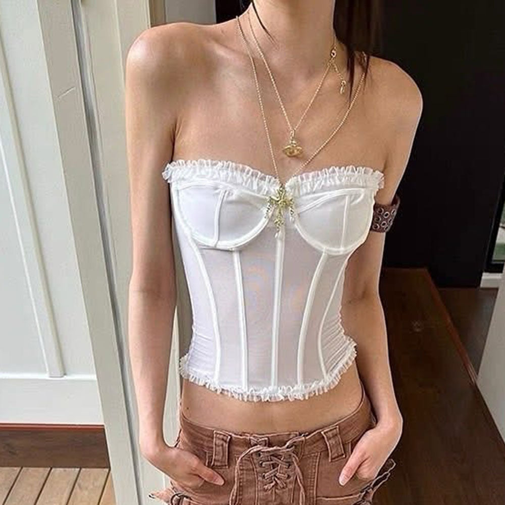 French Style Sweet Plastic Bones Body Small Vest/suspenders/tube Top