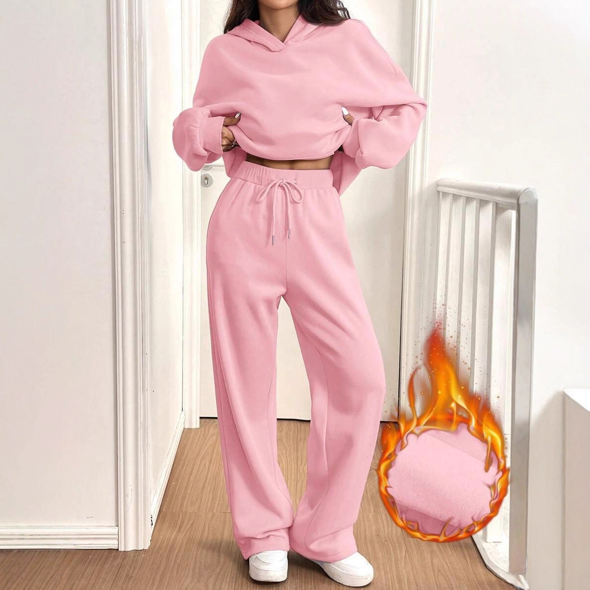 Women's Leisure Warm Hooded Sports Long Winter Fashion Casual Suit