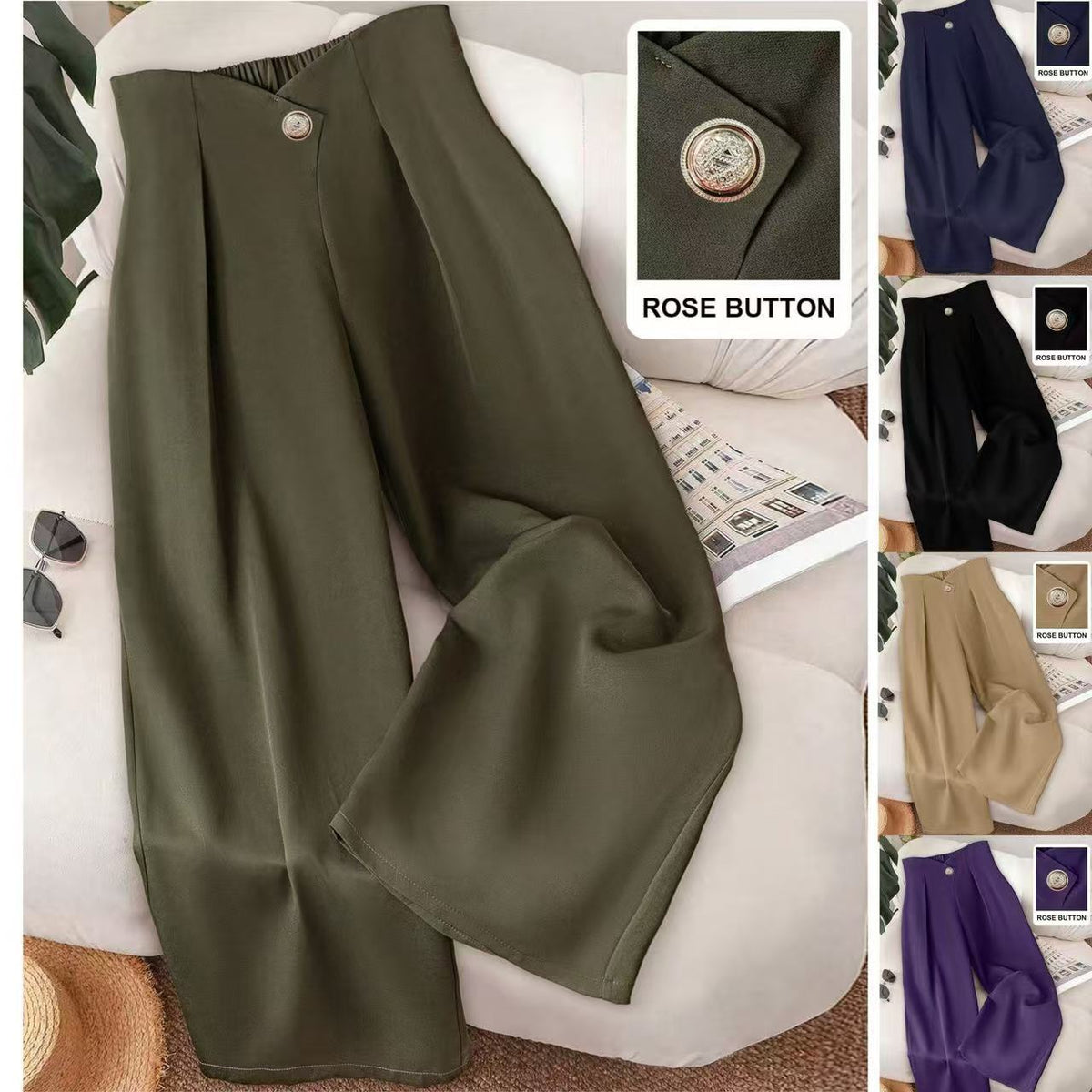 Classic Unique Women's Fashion Button For Casual Pants
