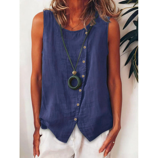 Women's Bohemian Sleeveless Button Shirt Side Single-breasted Small Vest/suspenders/tube Top