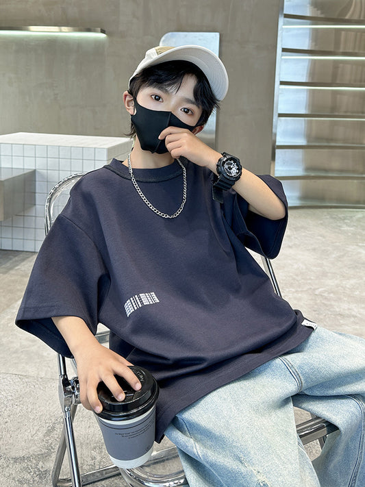 Children's Clothing Boy's Short-sleeved Big Boy Korean Fashion Cool Loose Top Children's T-shirt