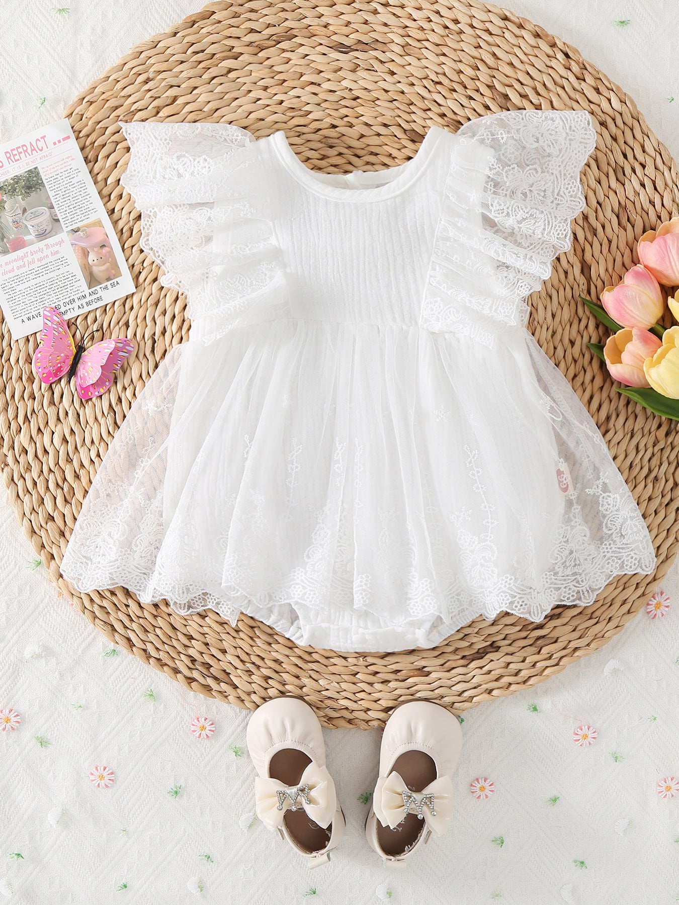 Summer Clothes Lace Flounced Sleeve One-piece Romper Jumpsuit, Climbing Suit