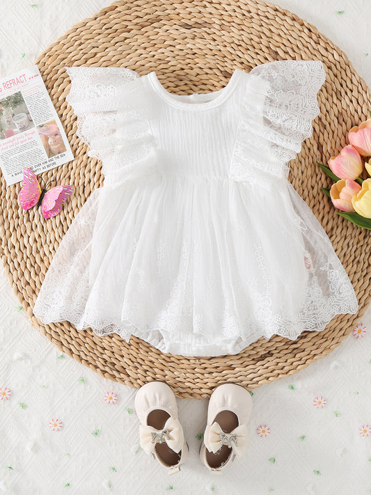 Summer Clothes Lace Flounced Sleeve One-piece Romper Jumpsuit, Climbing Suit