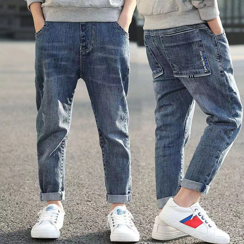 Children's Jeans Trendy Daddy Blue Clothing Crawler Outer Wear Trousers Loose Children's Pants