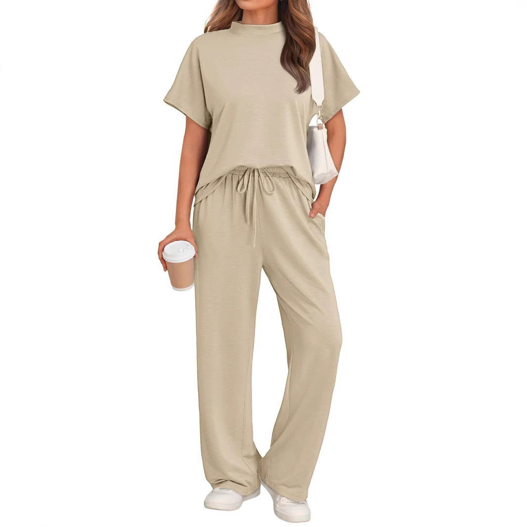 High Collar Loose Long Sleeve Waist Fashion Casual Suit