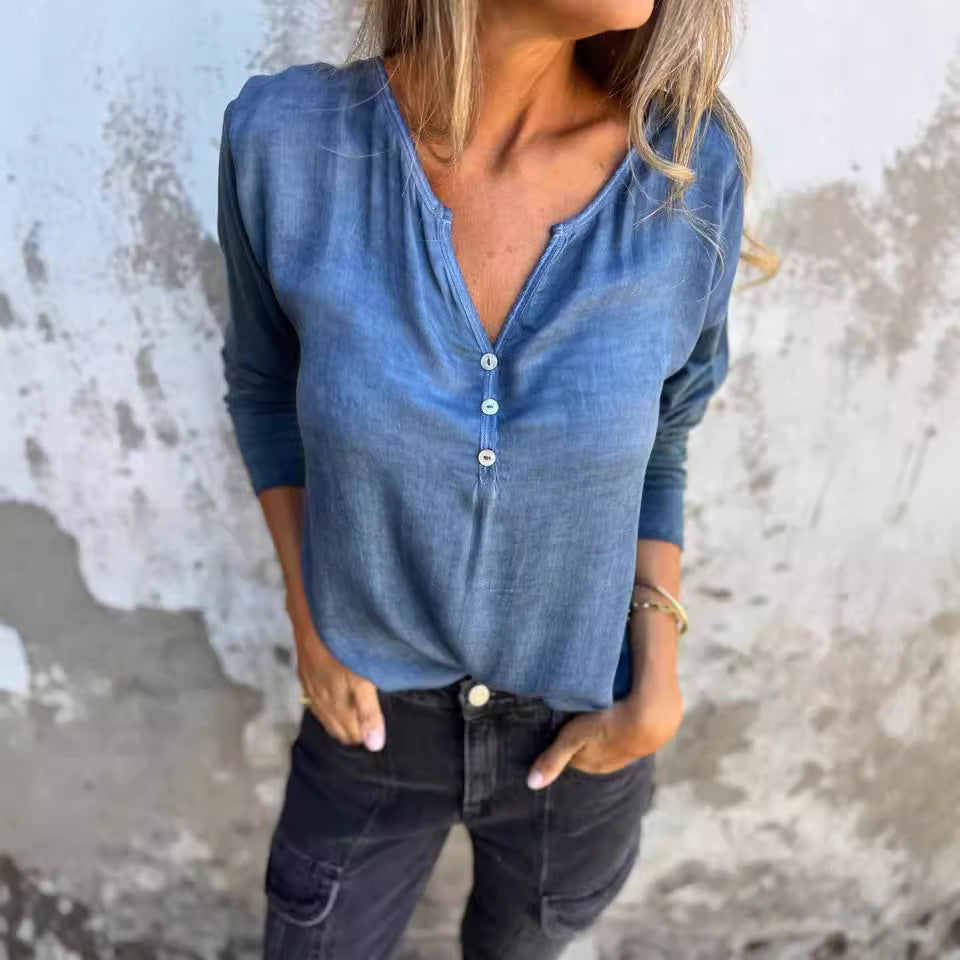 Creative Stylish Casual Solid Color Long-sleeved Tops