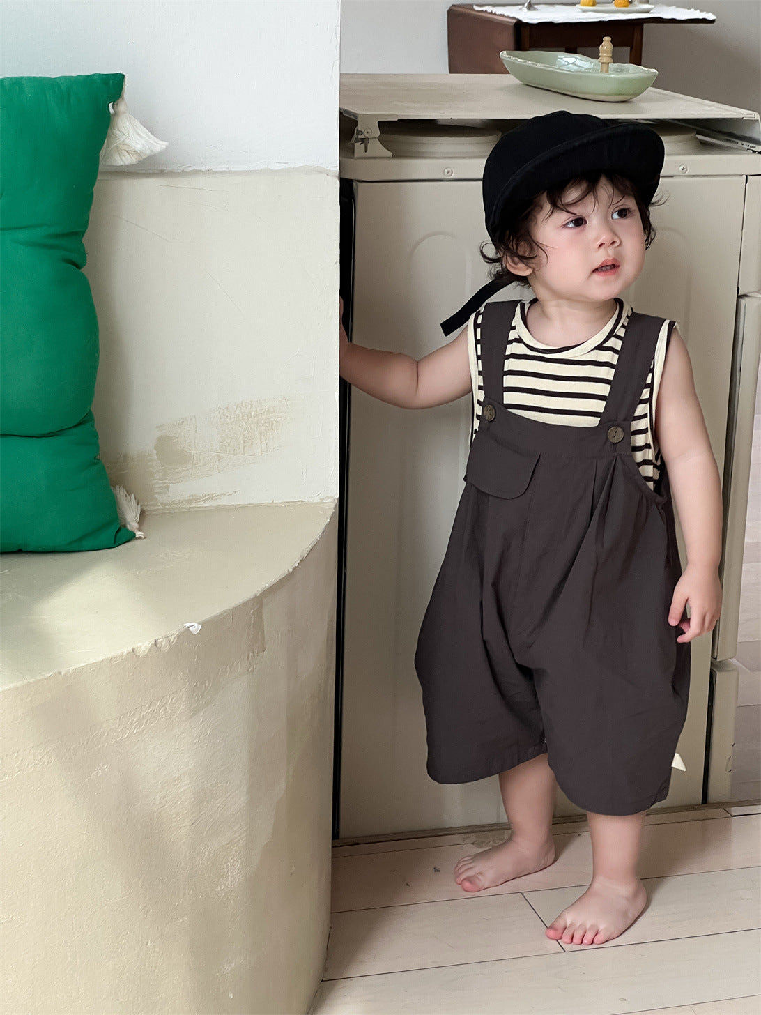 Children's Boy Summer Clothing Thin Clothes Korean Style Striped Children's Suit