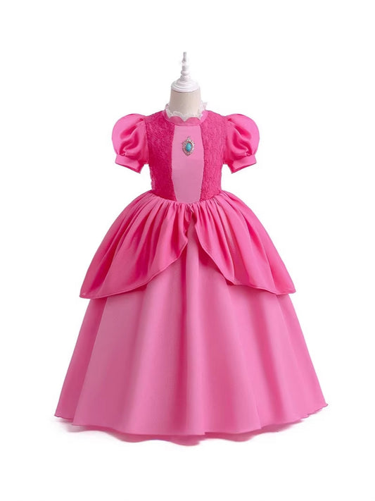 Children's Gown Bi Ji Princess Lace Stitching Puff Children's Dress