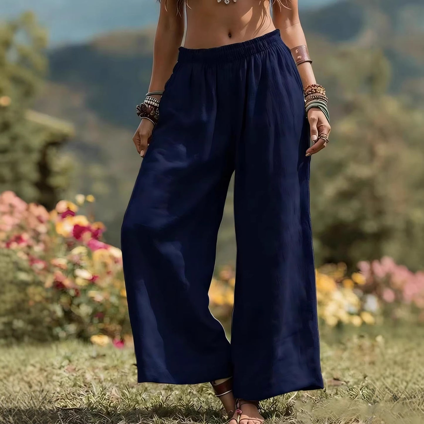 Beautiful Women's Solid Color Loose Trousers Casual Pants