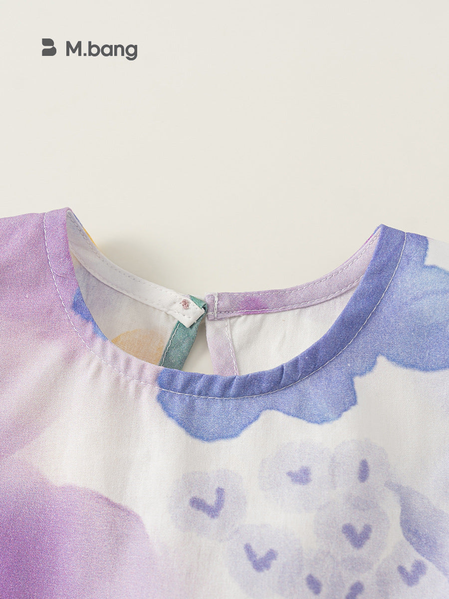 Children's Clothing Skirts Summer Sleeveless Little Western Style Purple Flower Vest Children's Dress
