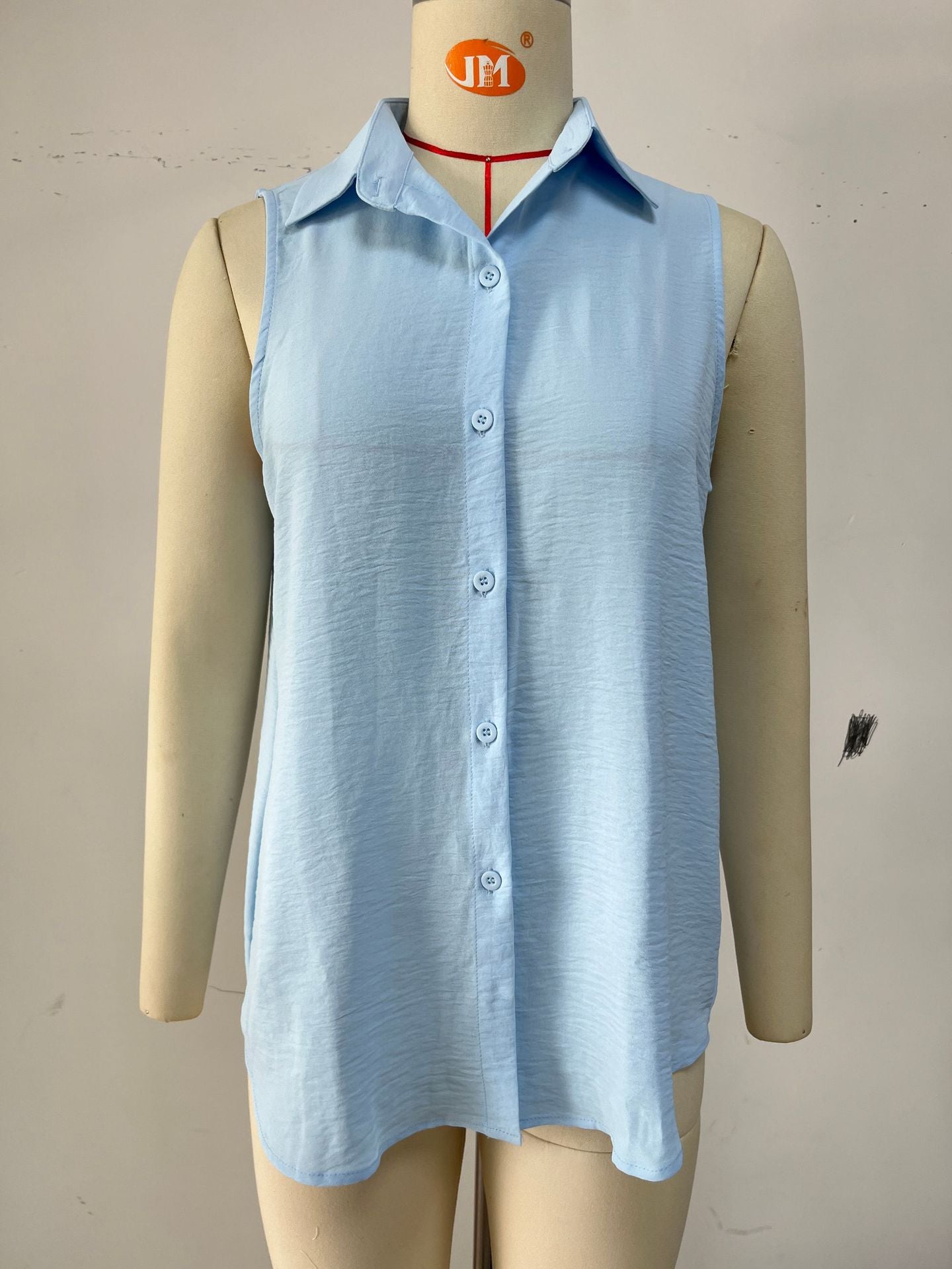 Women's Solid Color Polo Collar Button For Vests