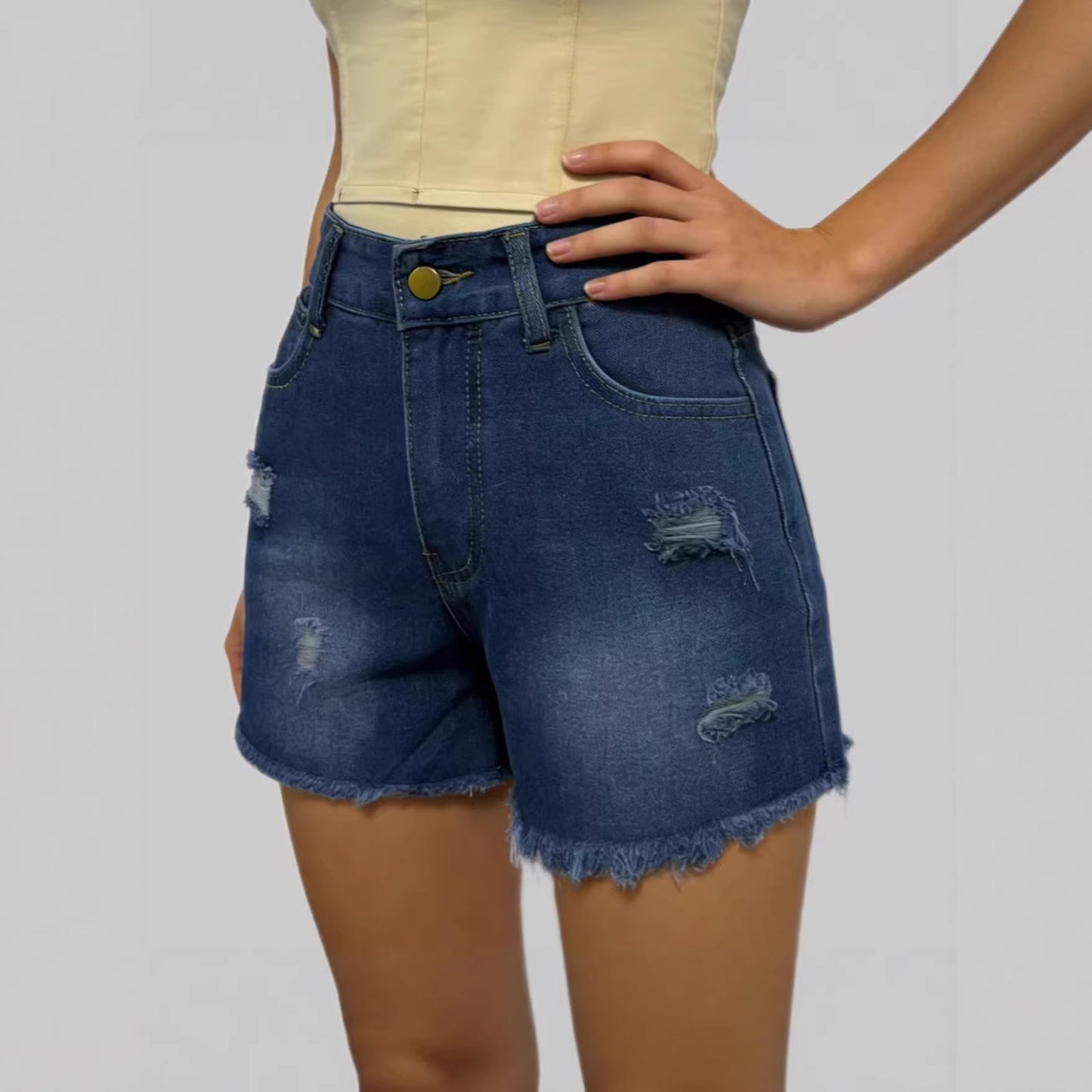 Women's Four-color Hole Hip Raise High Waist Women's Jeans