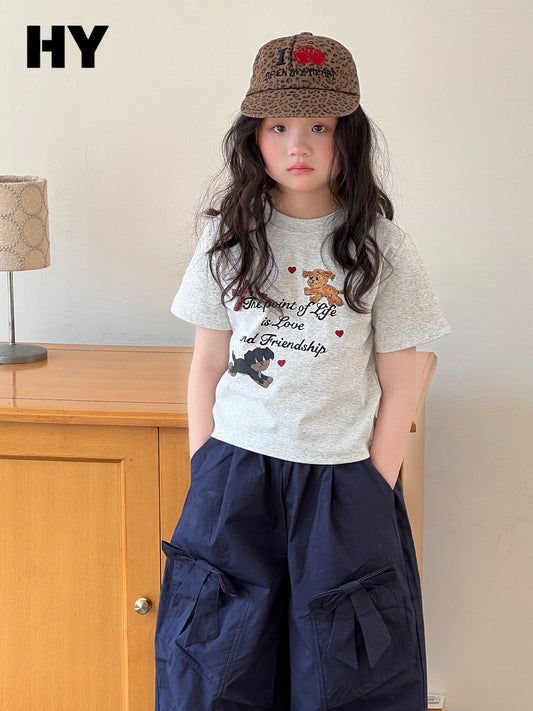 Children's Clothing Summer Cartoon Print Loose Bottoming Children's T-shirt
