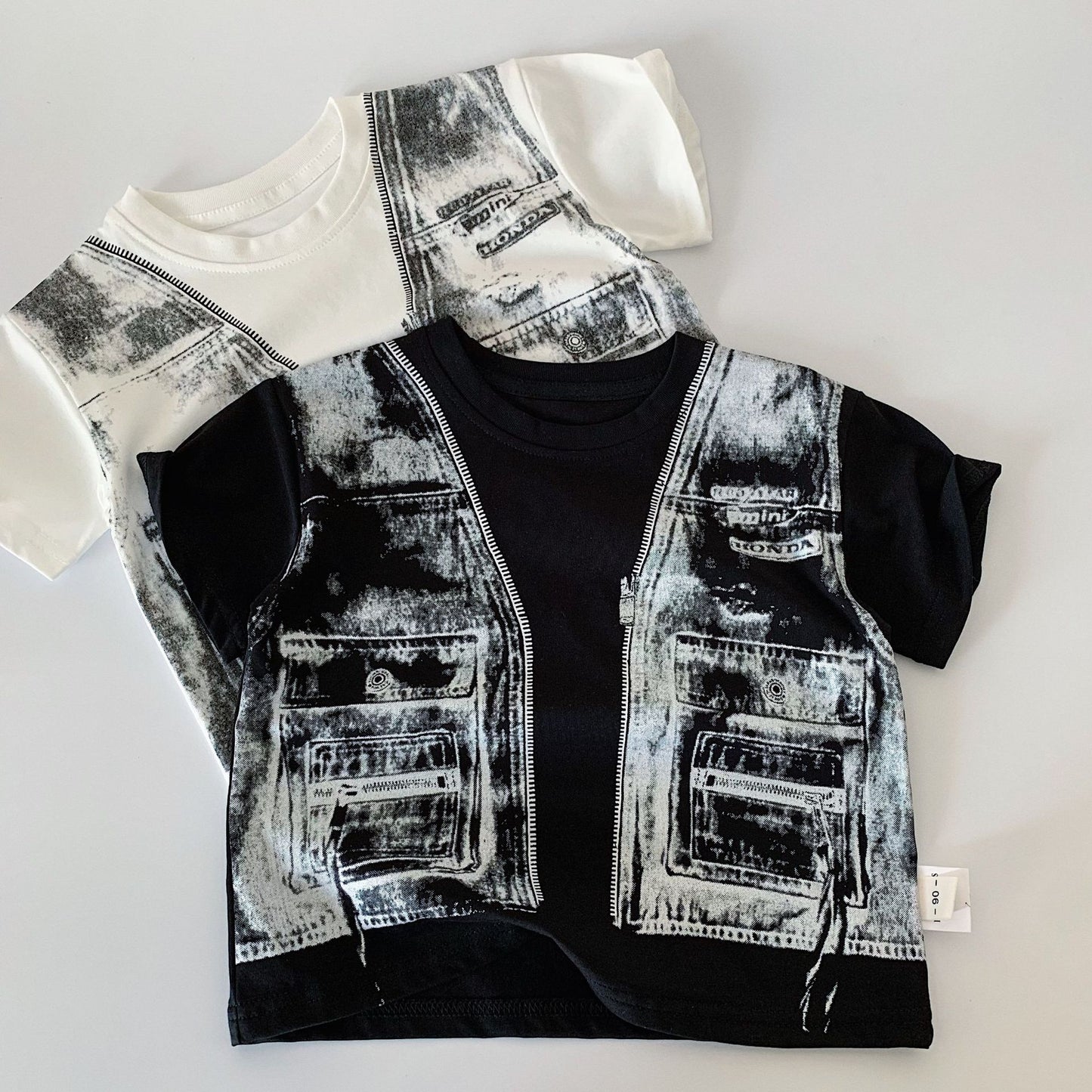 Children's Short-sleeved Summer Handsome Print Fake Two-piece Class Children's T-shirt