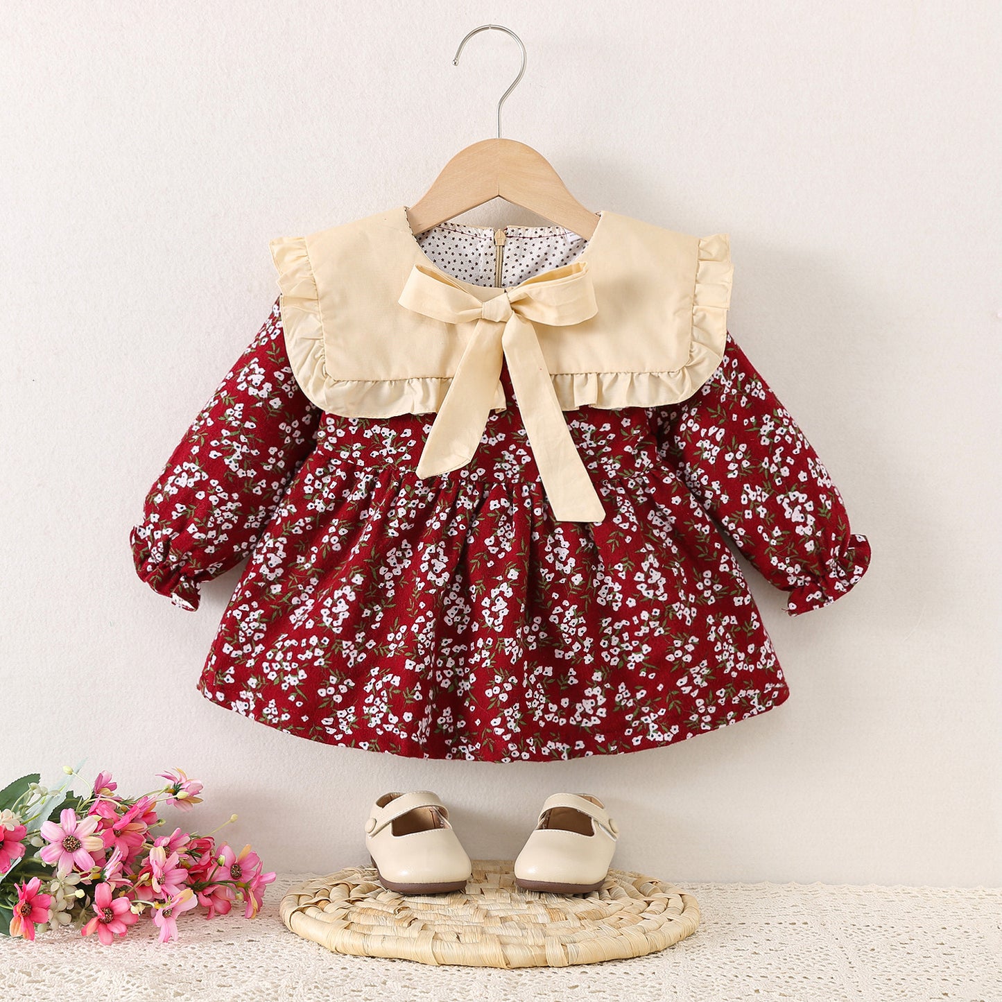 Children's Clothing Long-sleeved Infant Korean Floral Princess Children's Dress