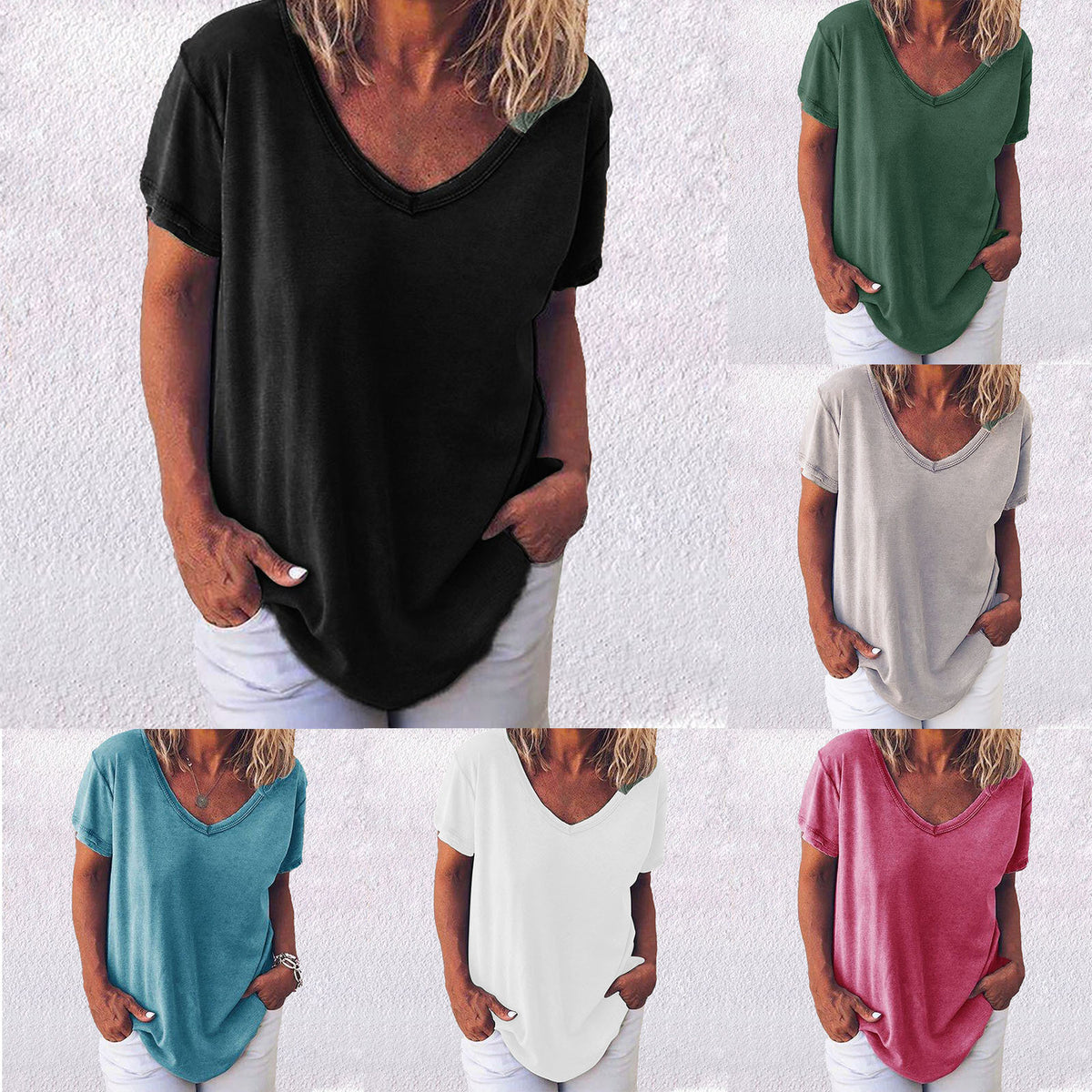 Women's Summer Loose Casual Fashion Simple Solid Color Women's T-shirt