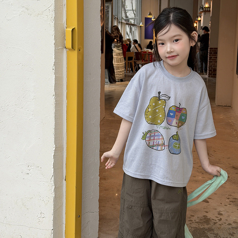 Children's Style Half Sleeve Cotton Cool Lightweight Breathable Top Cartoon Children's T-shirt