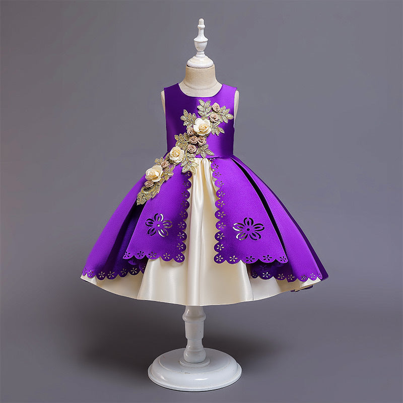 Children's Full Flower Princess Puffy Performance Wear Children's Dress