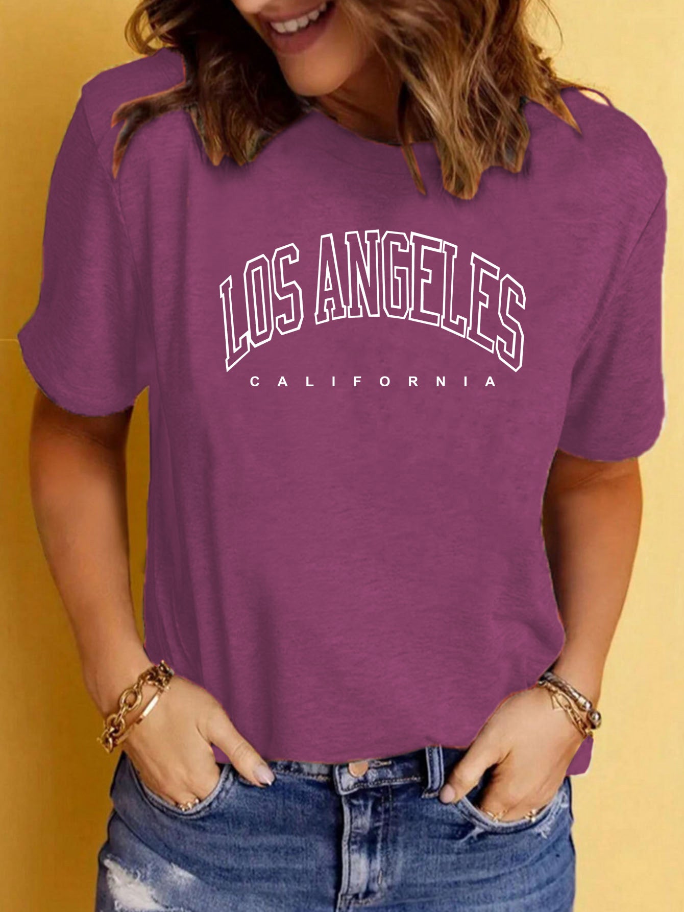 Women's Summer Printed Round Neck Sleeve Casual Women's T-shirt
