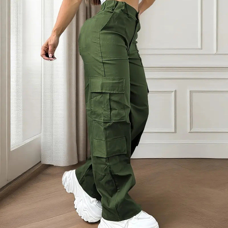 Women's Fashion Loose High Waist Cargo Casual Pants