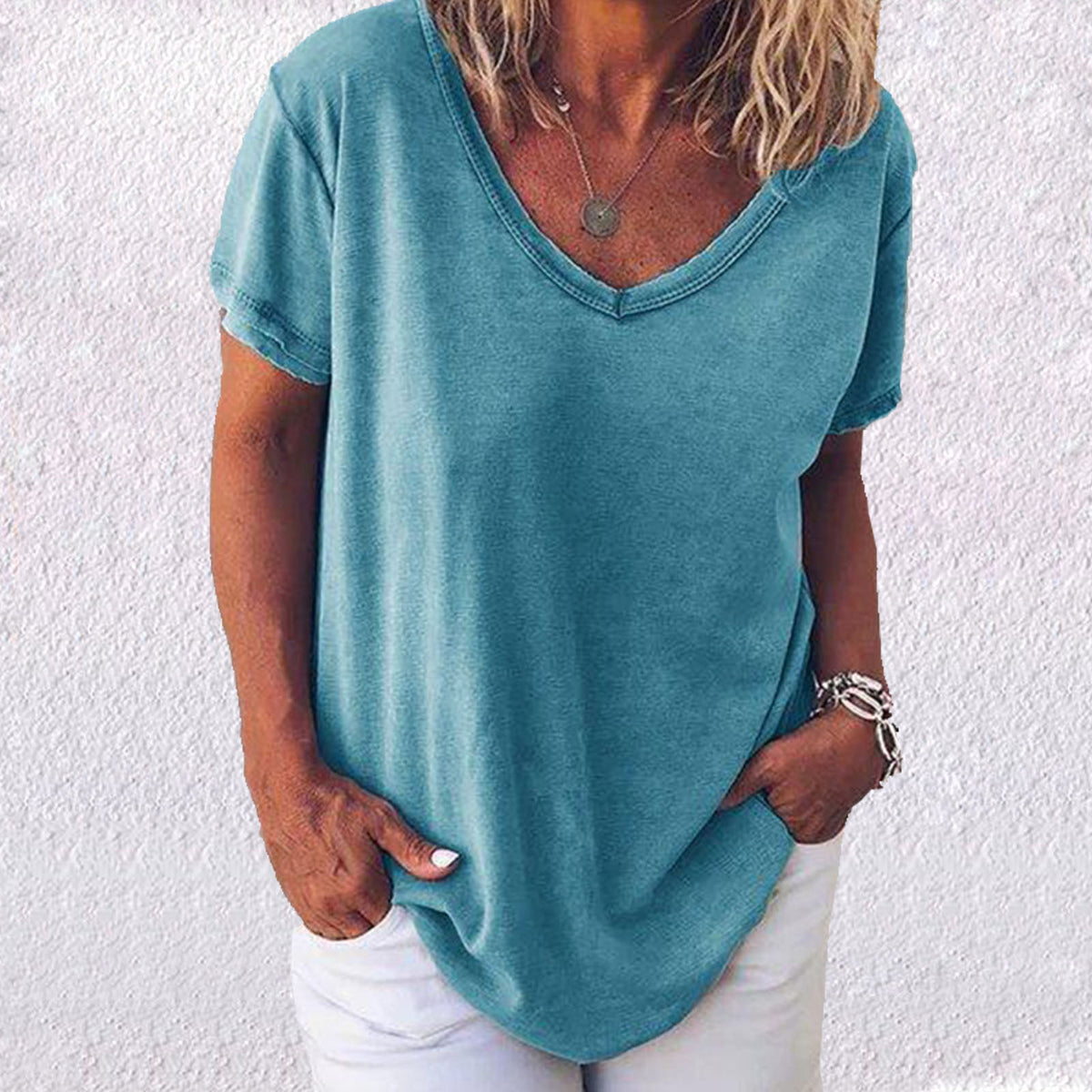 Women's Summer Loose Casual Fashion Simple Solid Color Women's T-shirt