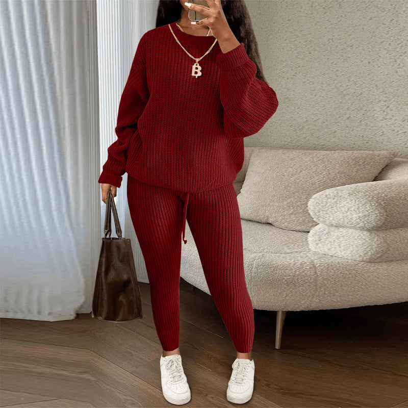 Durable Women's Knitting Trousers Woolen Yarn Fashion Casual Suit