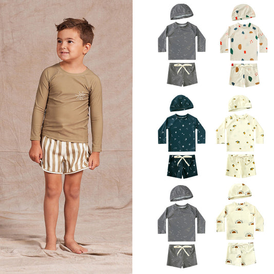 Children's Summer Long Sleeve Split Style Swimsuit Boys Boy Sun Protective Children's Suit