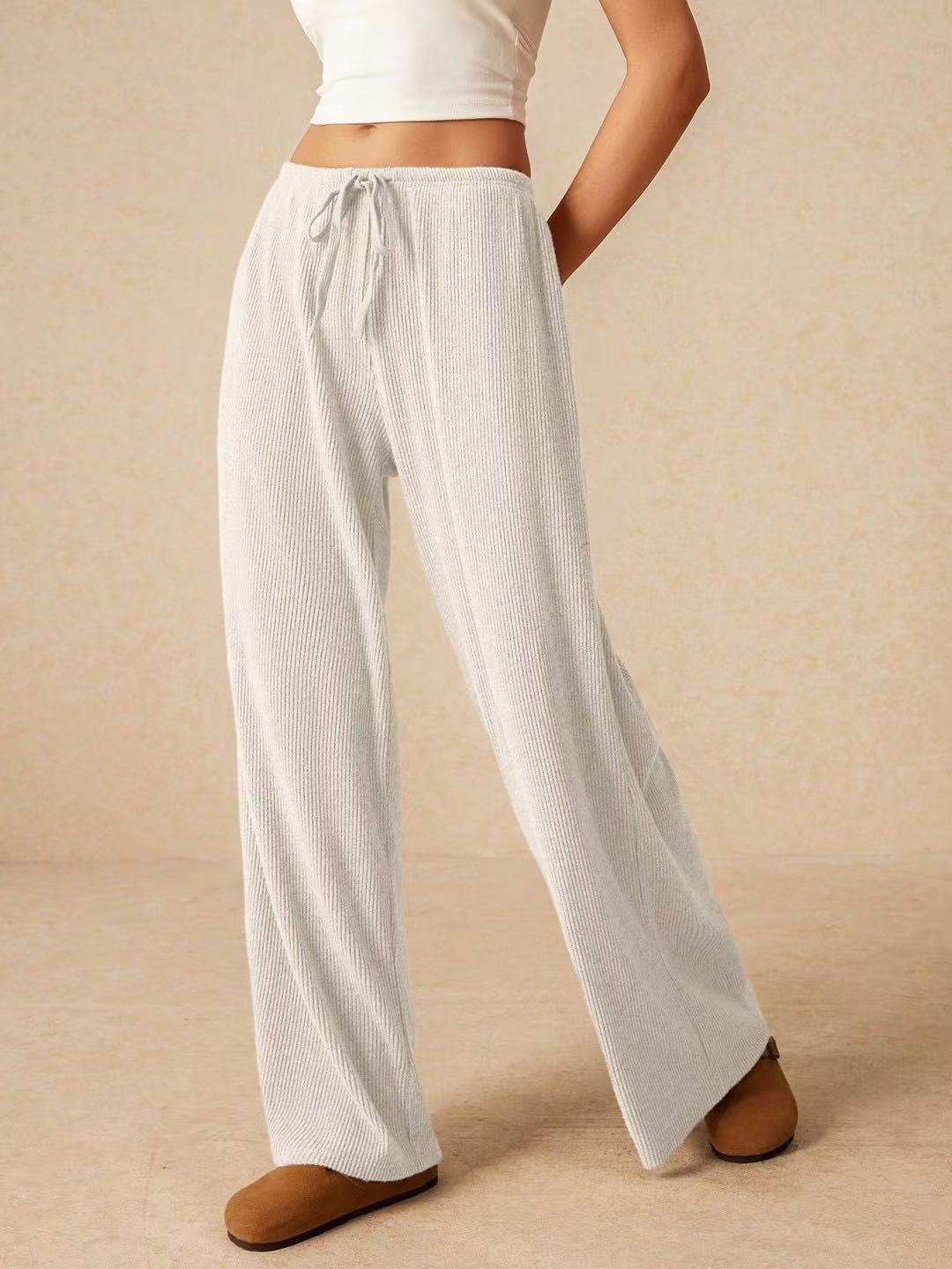 Women's Fashion Elegant Wide Leg Trousers Elastic Casual Pants