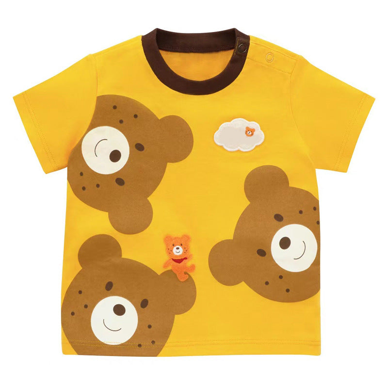 Children's Clothing Summer Cartoon Bear Rabbit Multicolor Printing Short-sleeved Children's T-shirt
