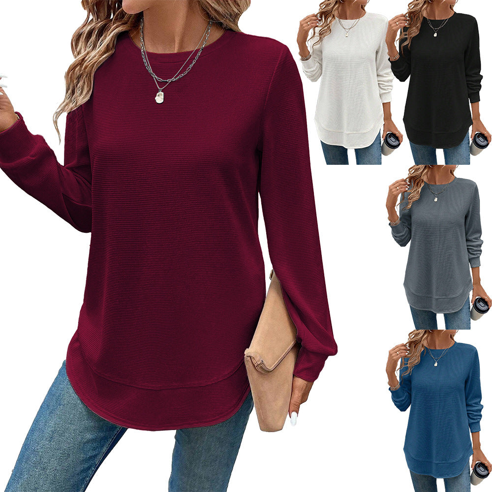 Women's Casual Round Neck Elegant Solid Color Knitted Tops