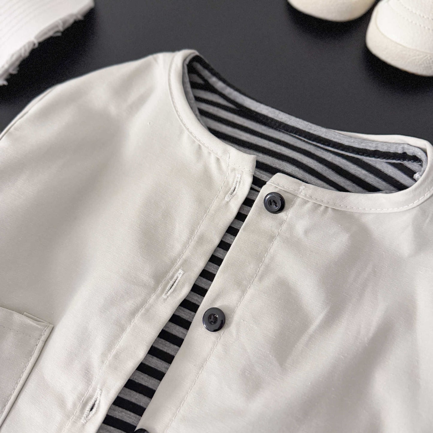 Children's Wear Striped Base Frock Vest Ankle Banded Pants Children's Suit
