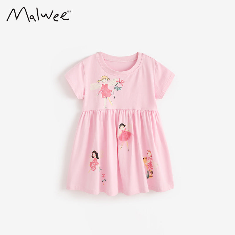 Children's Summer Round Neck Short Sleeve Trendy Children's Dress