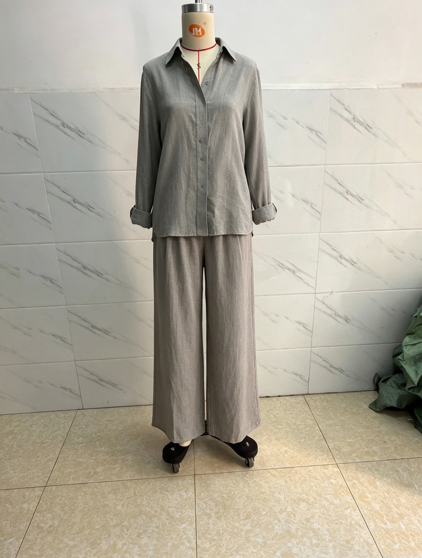 Women's Summer High-grade Shirt Collar Wear Loose Cotton Suits