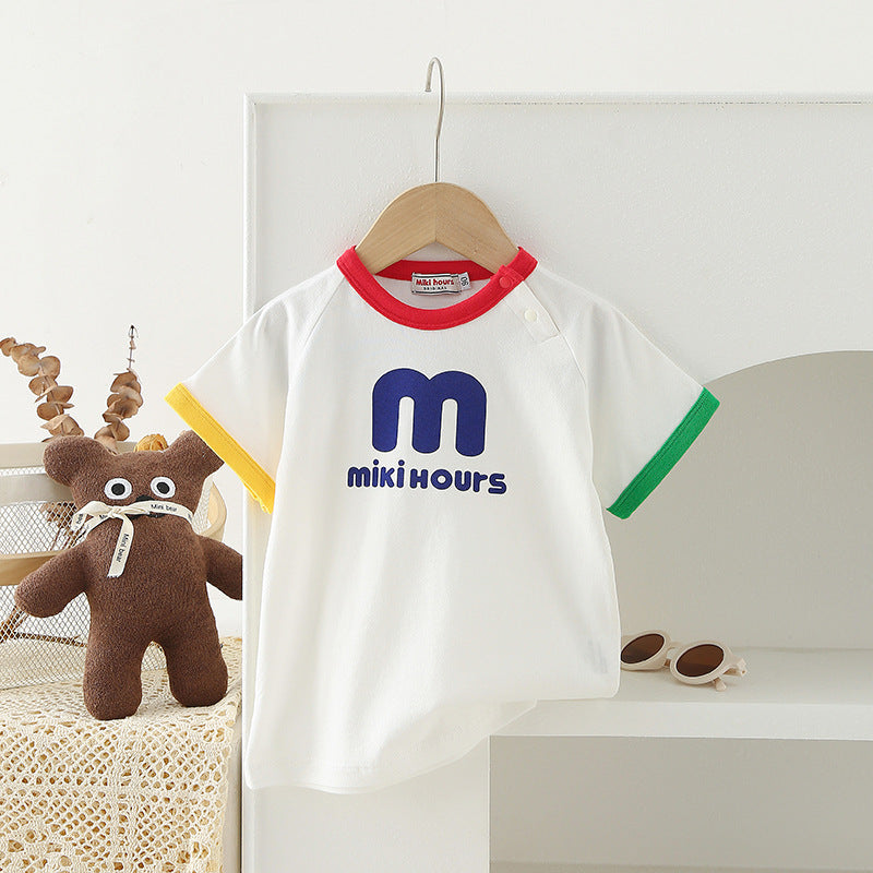 Children's Short-sleeved T-shirt Summer Half Sleeve Top Pure Parent-child Outfit