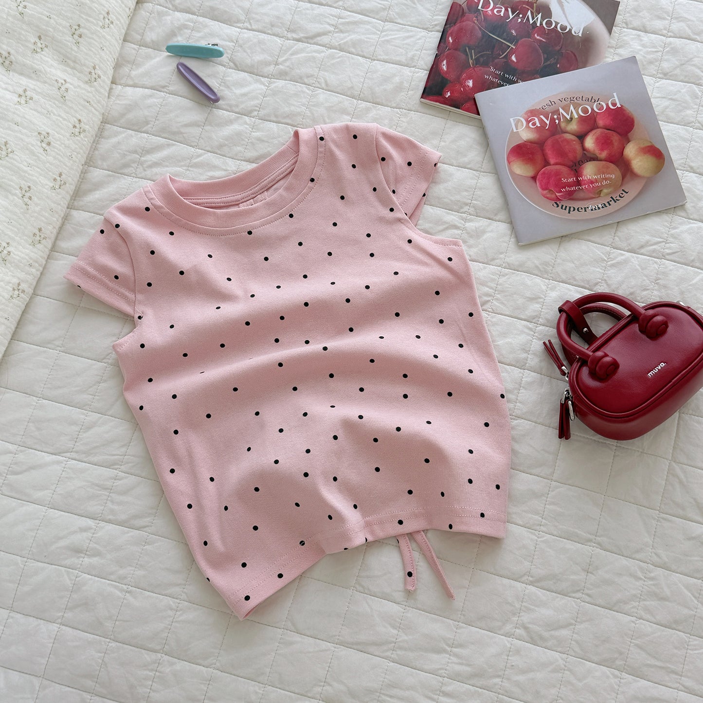 Children's Summer Back Waistcoat High Elastic Cotton Full Printed Dot Children's T-shirt