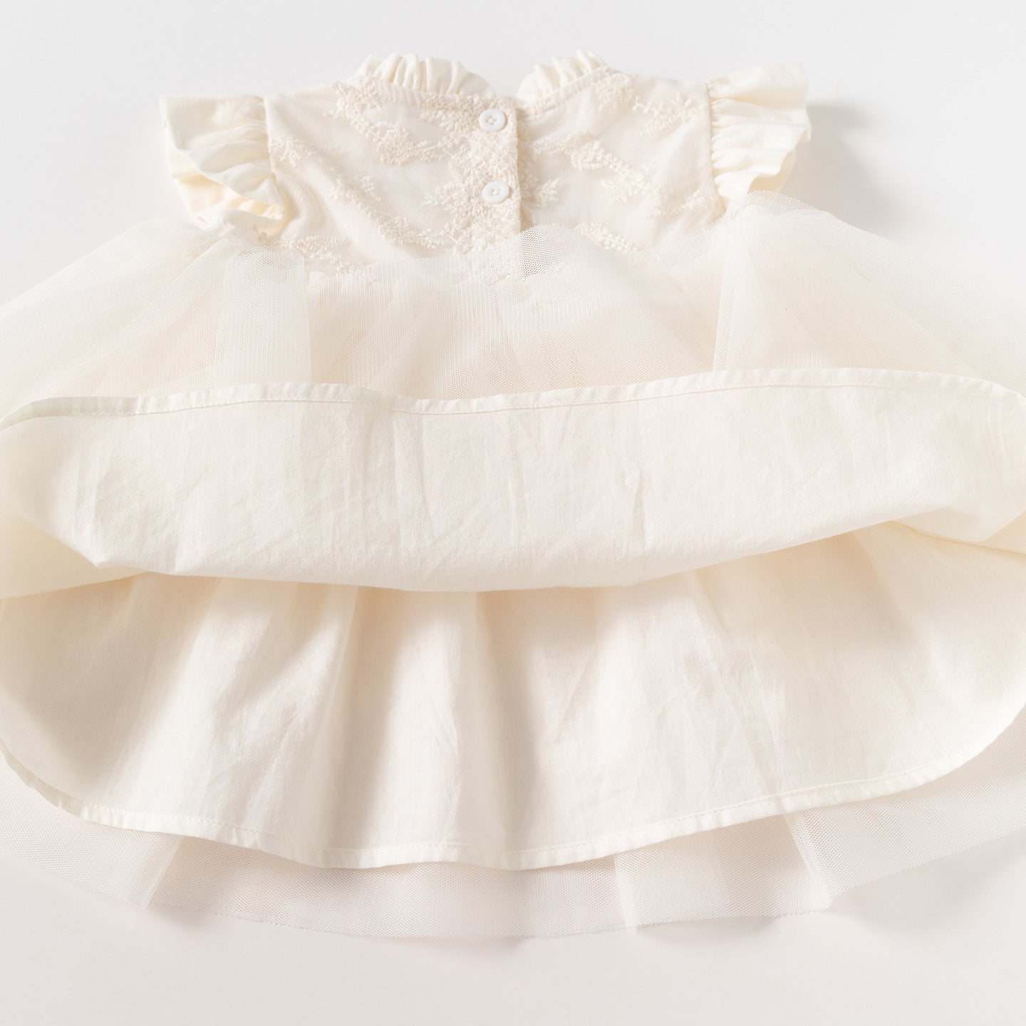 Lace Gauzy Skirt Ruffle Collar Flounced Sleeve Children's Dress