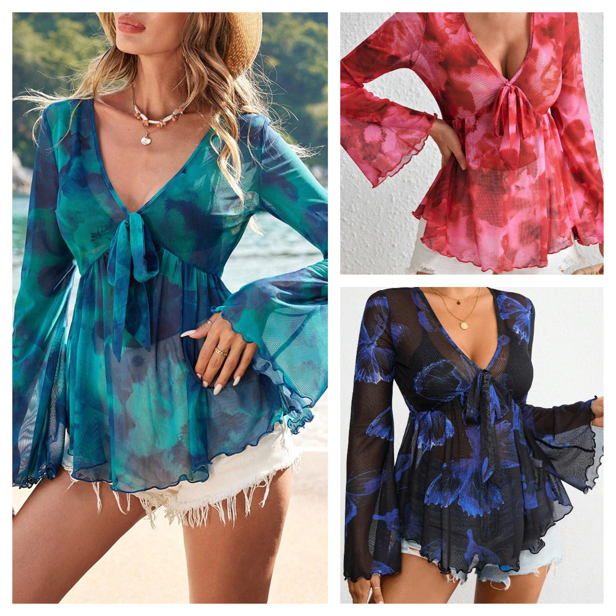 Versatile Casual Women's Mesh Vacation Style Women's T-shirt