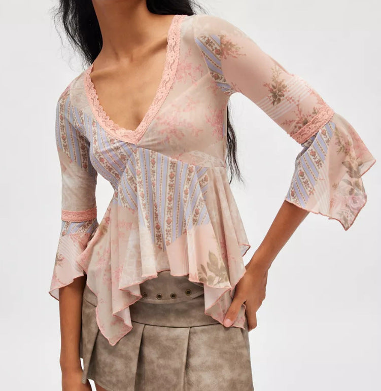 Atmosphere Korean Style Golden Ancient Early Blouse
