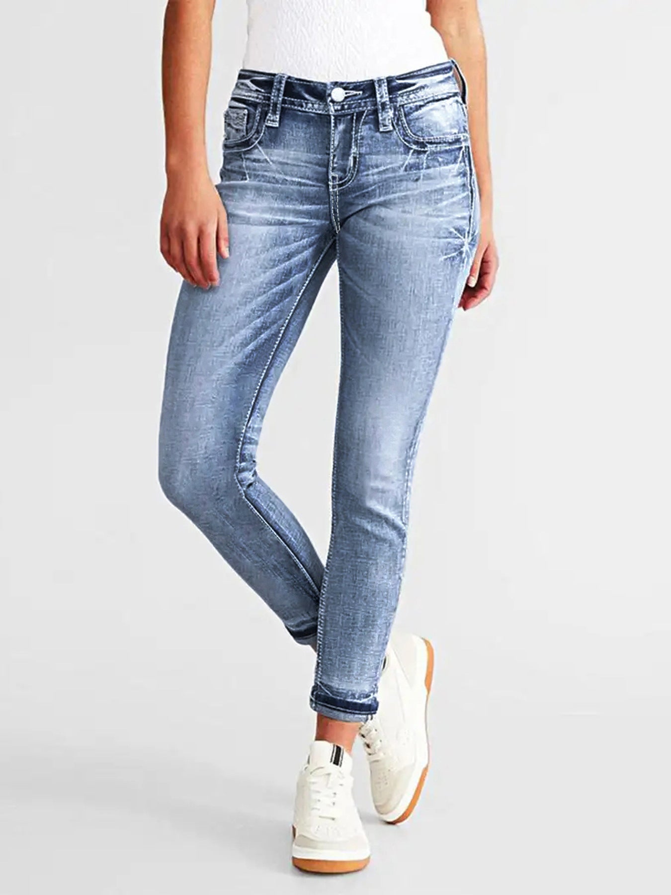 Women's Stretch Slimming Versatile Embroidered Skinny Women's Jeans