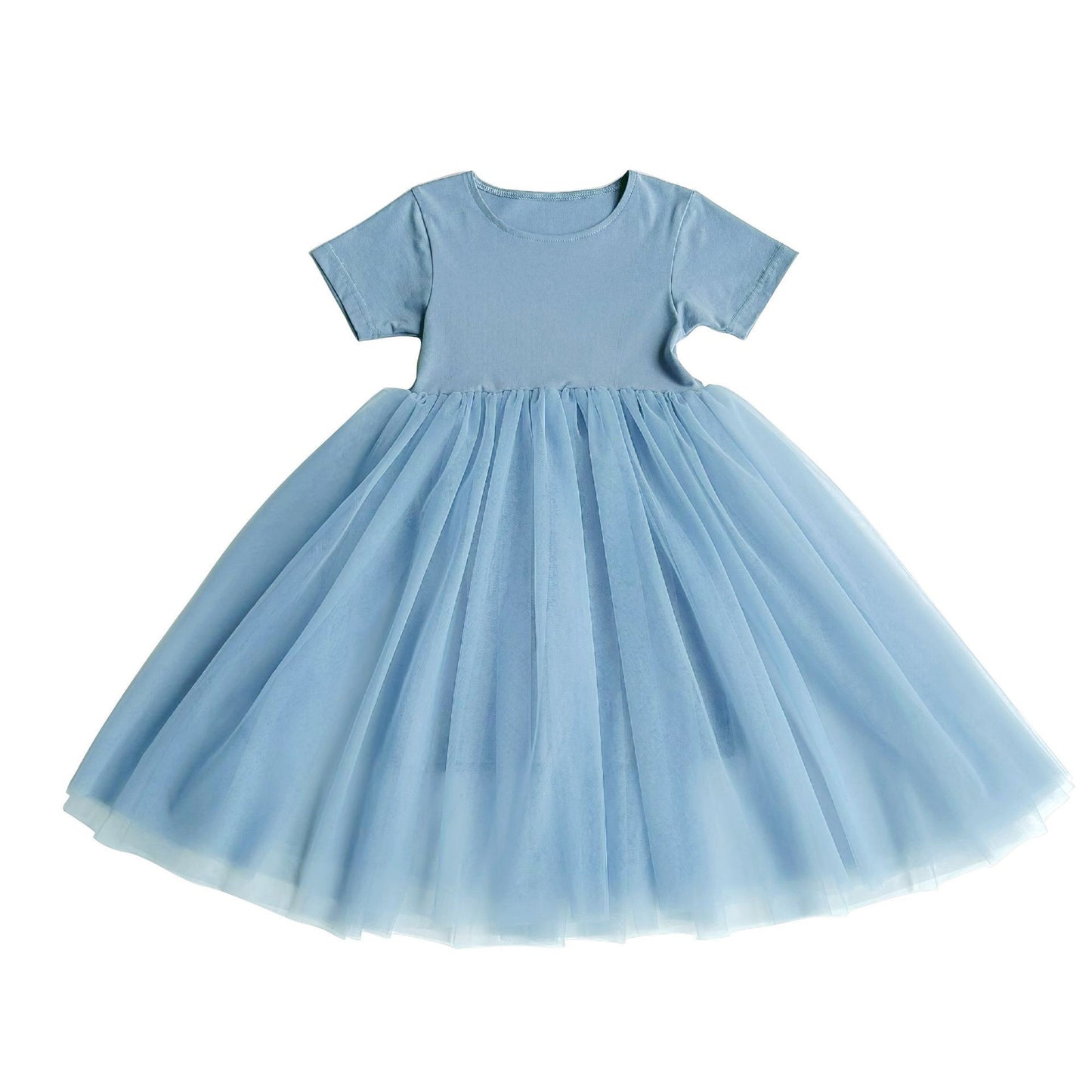 Children's Summer Dopamine Color Short Sleeve Elegant Intellectual Children's Dress