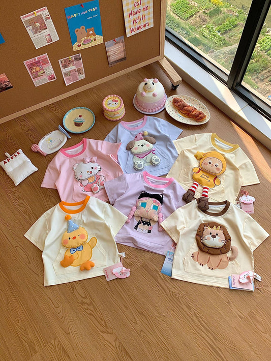 Children's Cotton For Boys Short-sleeved Cartoon 3d Doll Children's T-shirt