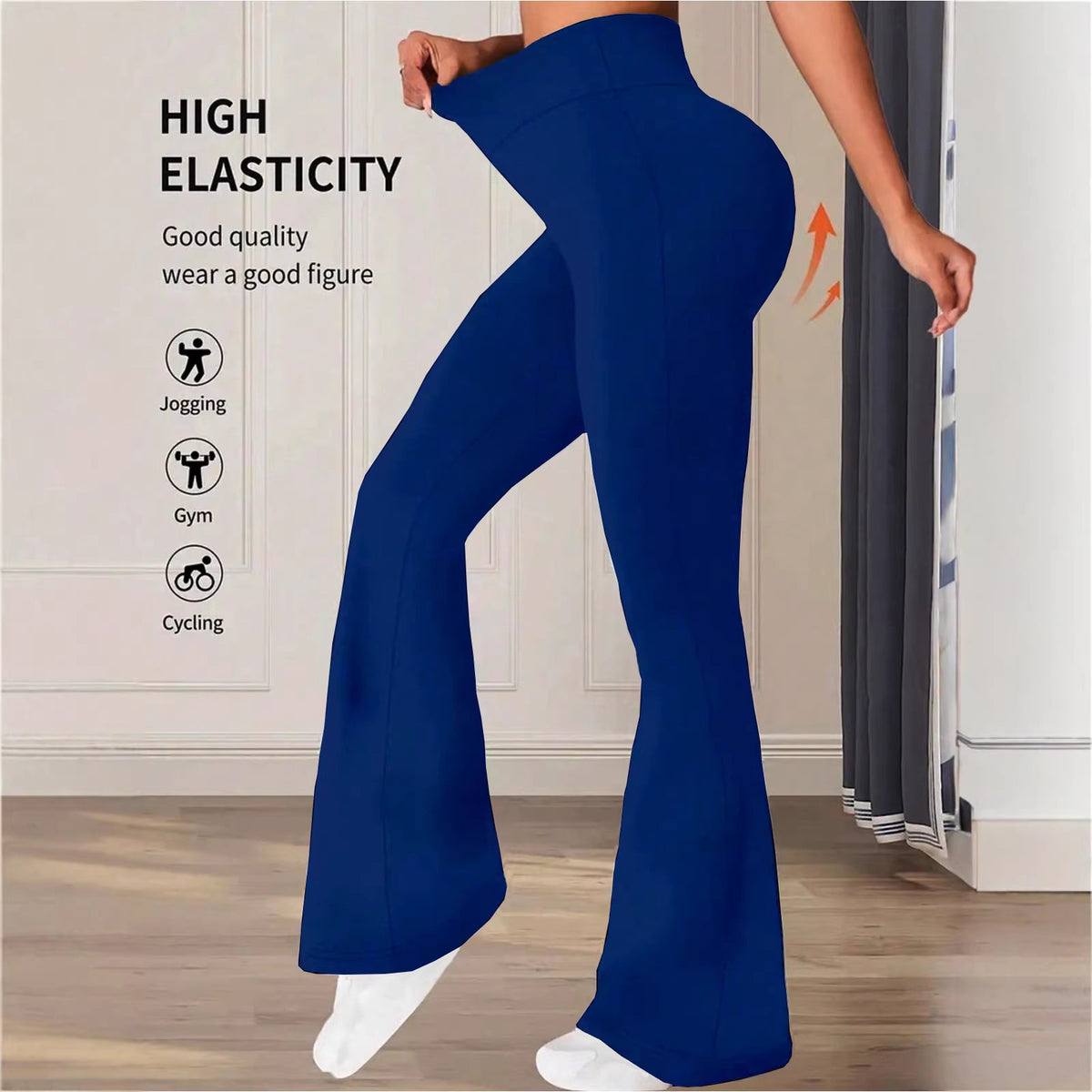 Women's Flared Trousers High Waist Loose Draggle-tail Casual Pants