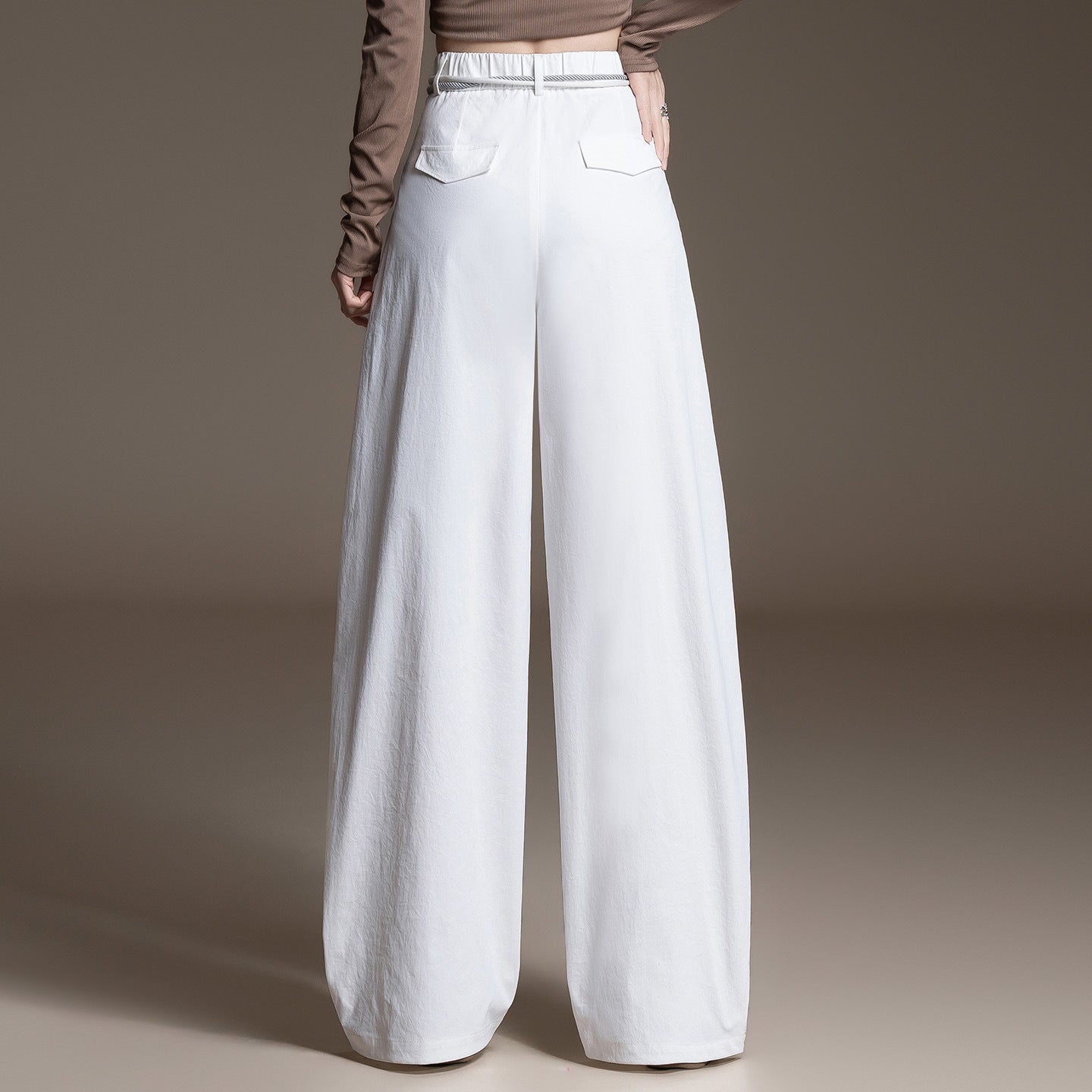 Women's Air Oblique White Wide Leg Spring Small Loose High Casual Pants